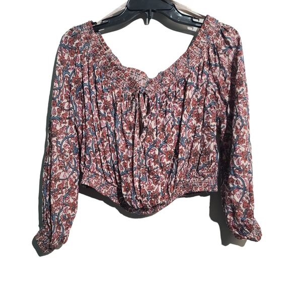 Free People Off the Shoulder Smocked Crop Top - Picture 1 of 5